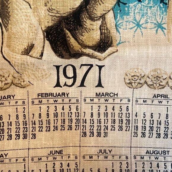 Vintage 1971 Linen Kitchen Calendar Towel Praying Hands Religious Ready to Hang - Picture 3 of 7